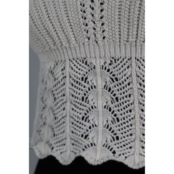 Forever 21 Crochet Knit White Cami Top with Scalloped Hem & Adjustable Straps L - Picture 6 of 10
